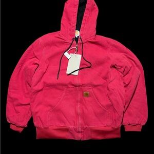 Carhartt Red Hooded Bomber Jacket